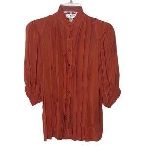 🆕 VINTAGE NORMA JEANE 100% Silk pleated Blouse Size Small